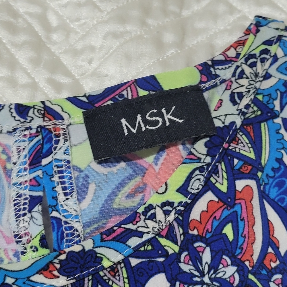 MSK Colorful Patchwork Sleeveless Swing Dress Size S - Picture 2 of 4